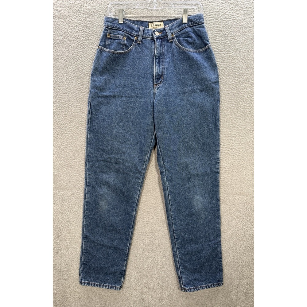 Vintage LL Bean Jeans Womens 10 M-T Blue Denim Relaxed Fit Flannel Lined Y2K